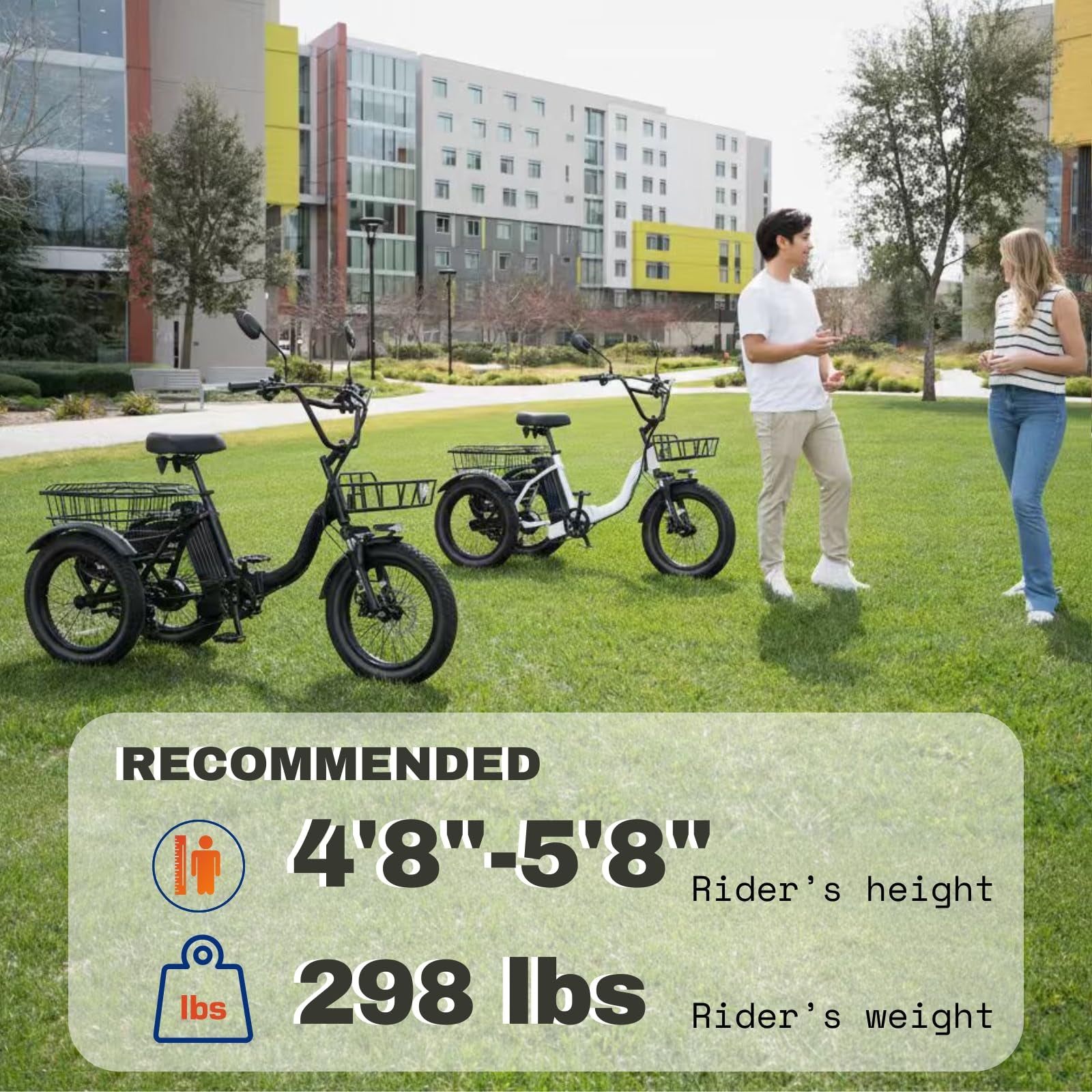 Folding Fat Tire Electric Trike for Adults 700W Peak Step-Through 468Wh Battery
